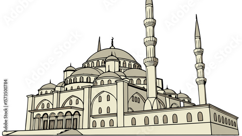 “Mosque Building Isolated Vector Illustration”