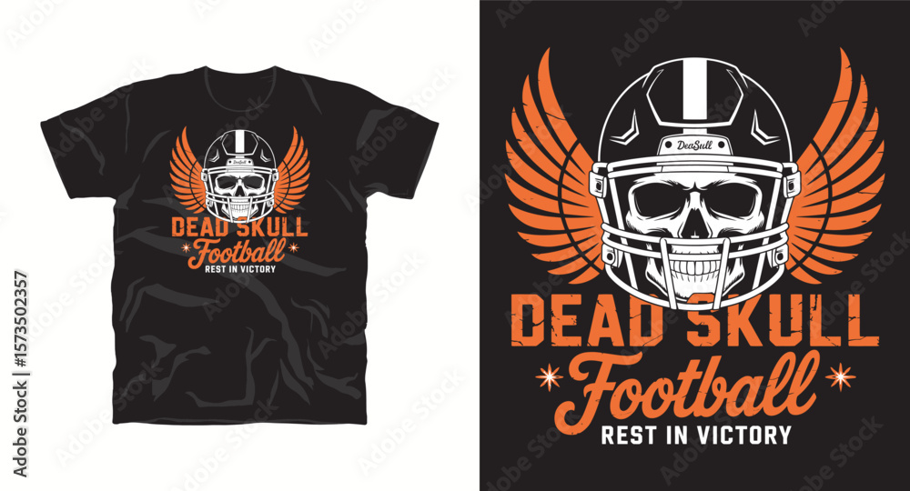 Fototapeta premium T-shirt design with Dead skull Football rest in victory typography motivational t-shirt design