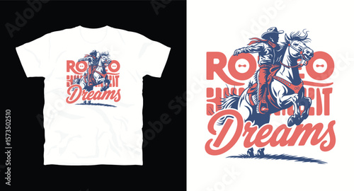 Rodeo Dream typography Vintage Western Cow Girl T-shirt Design
