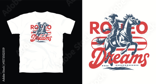 Rodeo Dream typography Vintage Western Cow Girl T-shirt Design