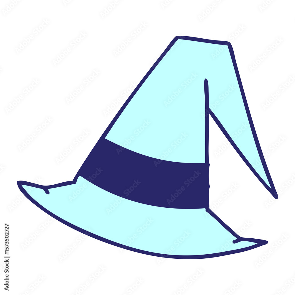 Fototapeta premium cartoon of a spooky witch hat in bright neon color