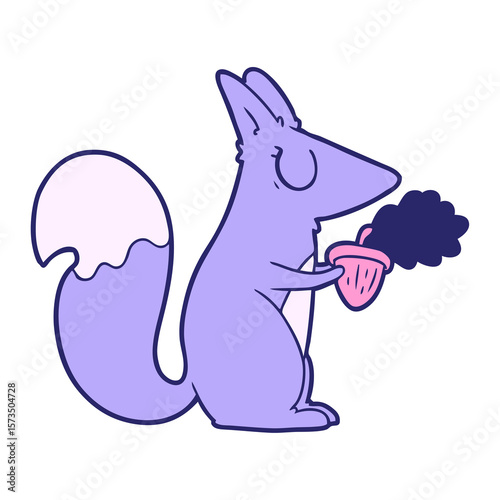 cartoon squirrel in bright neon color