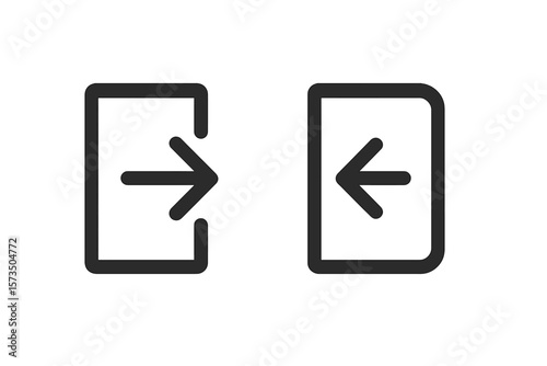 Login and Logout Icons. Enter and Exit Symbol. User Authentication, Access Control, Sign In, Sign Out, App UI, Web Interface, Vector Illustration, Directional Arrow, Secure Login, Logout