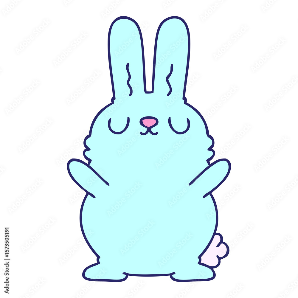 Obraz premium hand drawn quirky cartoon rabbit in bright neon color