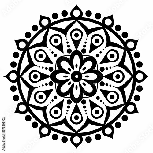 Isolated Mandala Vector with Ethnic Tribal Pattern