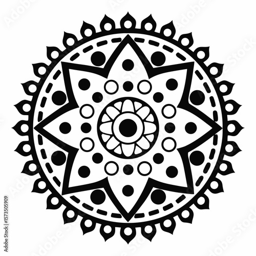 Isolated Mandala Vector with Ethnic Tribal Pattern