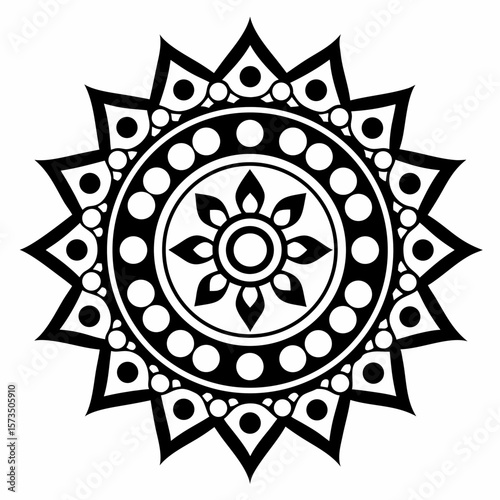 Isolated Mandala Vector with Ethnic Tribal Pattern