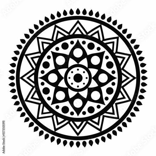 Isolated Mandala Vector with Ethnic Tribal Pattern