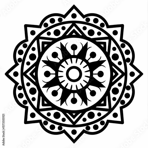 Isolated Mandala Vector with Ethnic Tribal Pattern