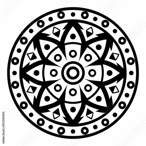 Isolated Mandala Vector with Ethnic Tribal Pattern