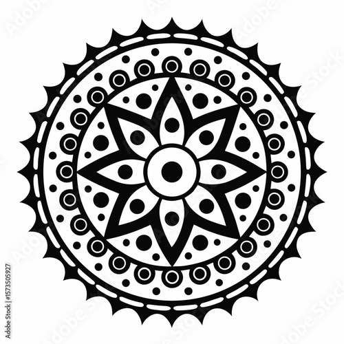 Isolated Mandala Vector with Ethnic Tribal Pattern