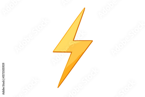 Lightning Bolt Icon. Yellow Electric Flash Symbol. Energy Power Sign. Electricity Concept. High Voltage Warning. Isolated Vector Illustration. Transparent Background. Modern Design.
