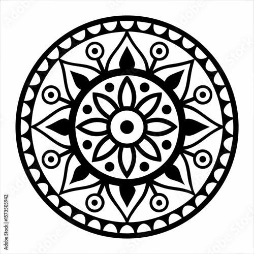 Isolated Mandala Vector with Ethnic Tribal Pattern