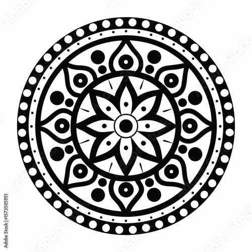 Isolated Mandala Vector with Ethnic Tribal Pattern