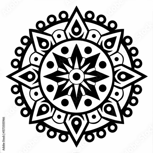 Isolated Mandala Vector with Ethnic Tribal Pattern