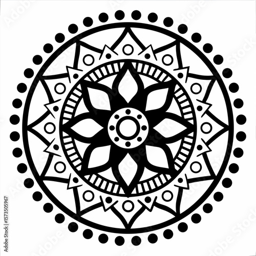 Isolated Mandala Vector with Ethnic Tribal Pattern