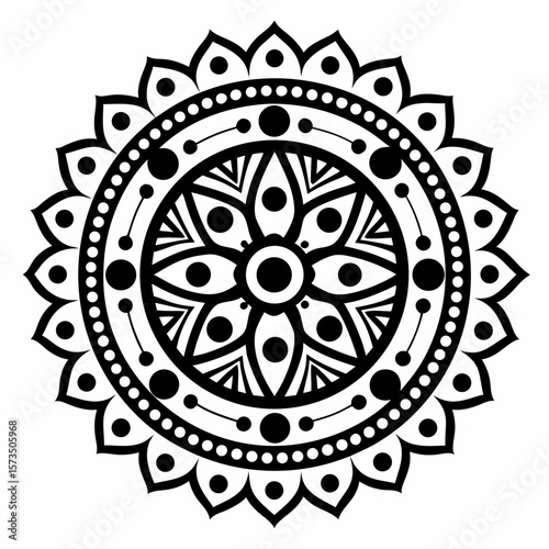 Isolated Mandala Vector with Ethnic Tribal Pattern