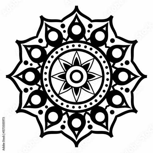 Isolated Mandala Vector with Ethnic Tribal Pattern