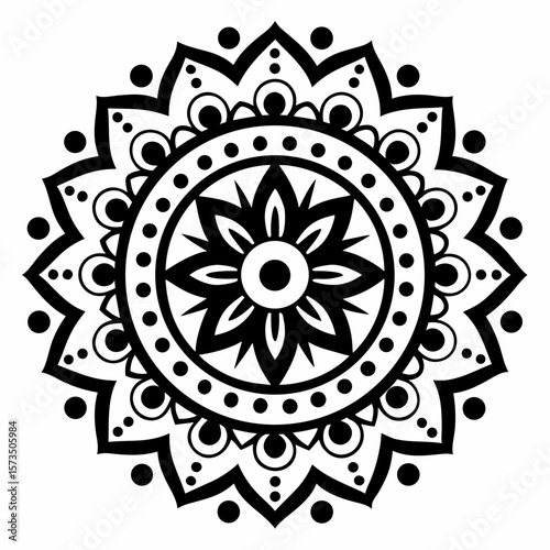 Isolated Mandala Vector with Ethnic Tribal Pattern