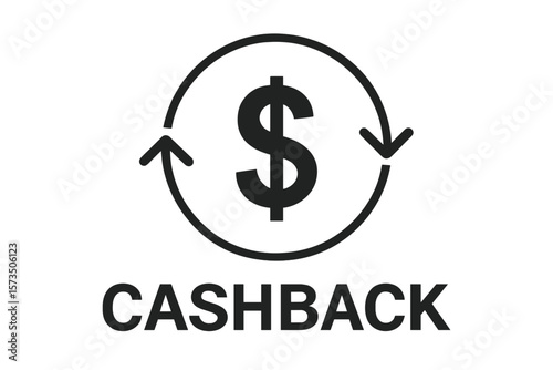 Cashback service icon with dollar sign. Money refund symbol. Financial reward program concept for website, mobile app. Return money, savings, bonus vector illustration.