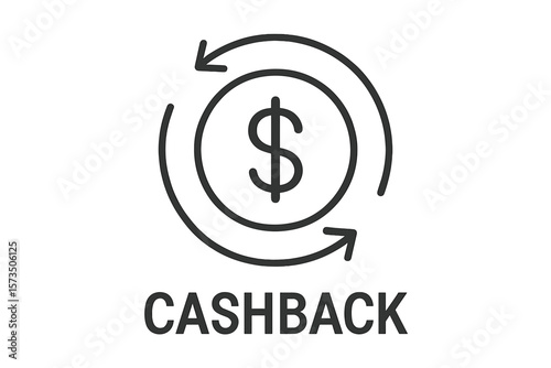 Cashback vector icon. Money refund symbol. Dollar coin with return arrows. Financial reward, bonus concept for e-commerce, loyalty program, mobile app, and web design.