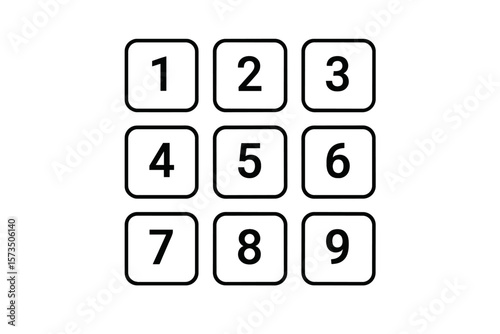 Numeric Keypad Vector Illustration. Modern Number Pad with Rounded Buttons. Digital Interface, PIN Entry, Security Access, Calculator, ATM, Phone Dial Pad. Isolated Transparent Background