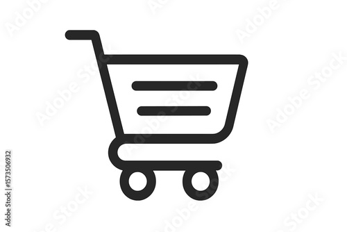 Shopping Cart Icon Vector. Minimalist Black Shopping Cart Symbol. E-commerce, Online Store, Retail, Checkout, Buy Button, Web App, Mobile App, Digital Market, Isolated Transparent Background