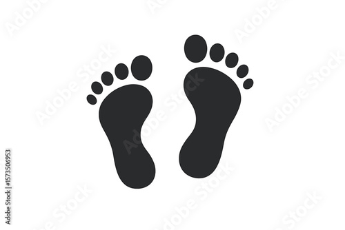 Bare Footprints Icon Silhouette. Human Feet Mark Isolated. Footstep Symbol. Black Footprint Vector Illustration. Walking Path Concept. Pedestrian Sign. Minimalist Design. Transparent Background.