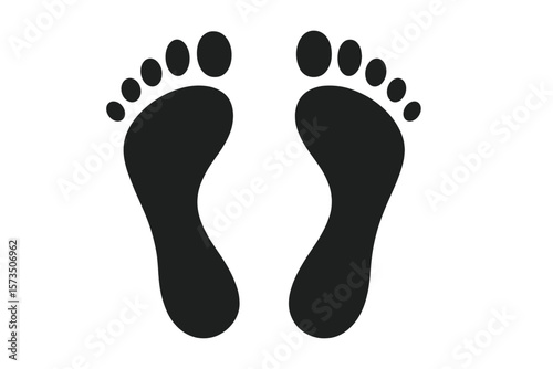 Bare Footprints Icon Silhouette. Human Footprint Symbol. Black Foot Steps Isolated. Walking Path Concept. Minimalist Foot Mark. Bare Feet Imprint. Transparent Vector Illustration. Simple Design.