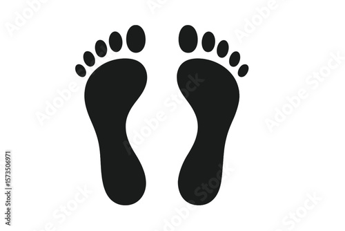 Bare Footprint Silhouette Icon. Human Feet Print Symbol. Black Foot Steps Isolated on White. Walking Path. Pedestrian Mark. Step Traces. Foot Anatomy. Vector Clipart. Transparent Background.