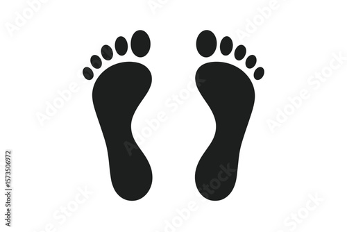 Bare Footprints Icon. Human Footprint Silhouette. Black Foot Steps Isolated. Simple Barefoot Mark. Minimalist Foot Impression. Walking Trail Symbol. Vector Illustration. Transparent Background.