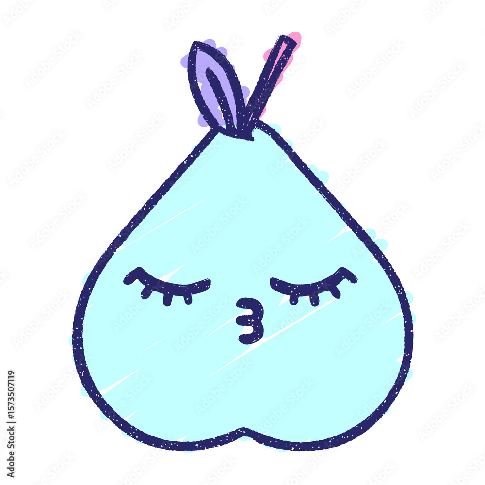 Fototapeta premium Pear Chalk Drawing in bright neon color