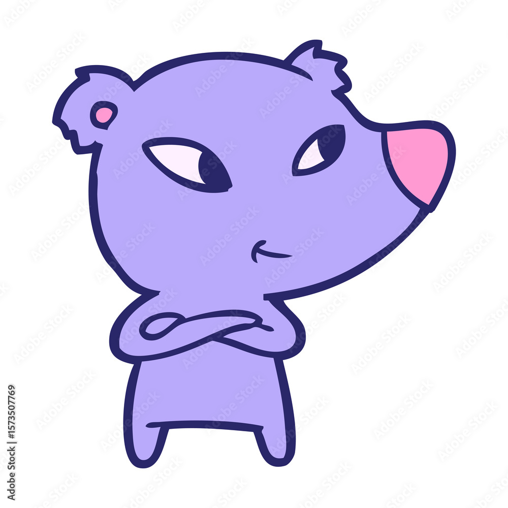 Fototapeta premium cute cartoon bear in bright neon color