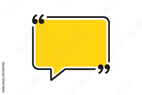 Yellow Speech Bubble and Quote Frame Vector Illustration, Transparent PNG Background, Bright Text Box Design for Communication, Messaging, and Social Media