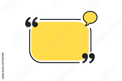 Yellow Speech Bubble with Text Box and Quote Frame Background, Transparent PNG and Vector Illustration for Design, Communication, Messaging, Chat, Social Media, and Quote Highlights