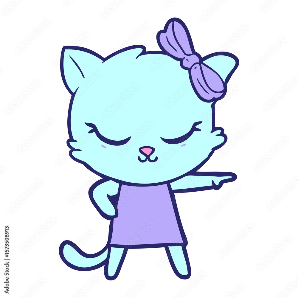 cute cartoon cat with bow in bright neon color cute cartoon cat with bow in bright neon color