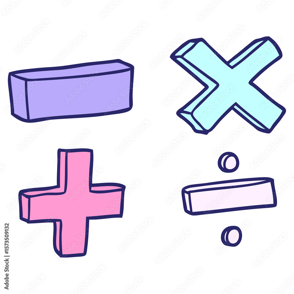 Fototapeta premium cartoon math symbols in bright neon color