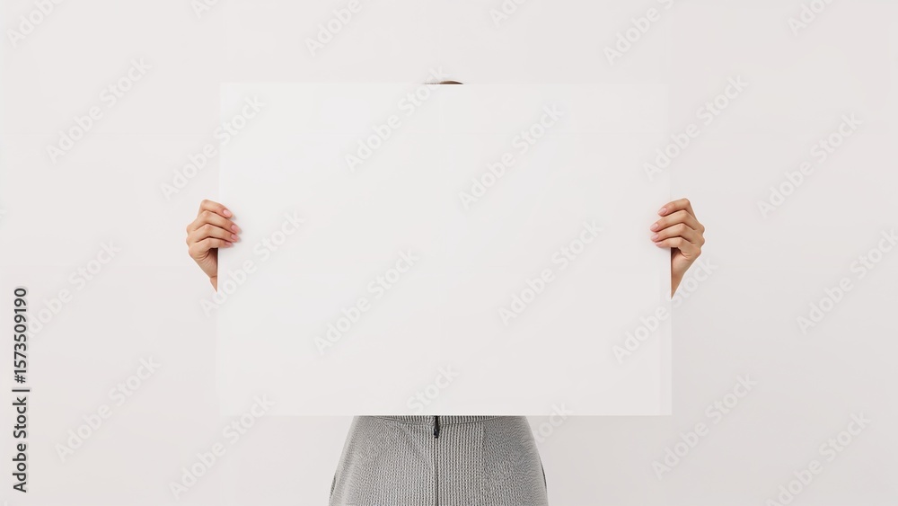 Fototapeta premium Hands holding blank white poster board