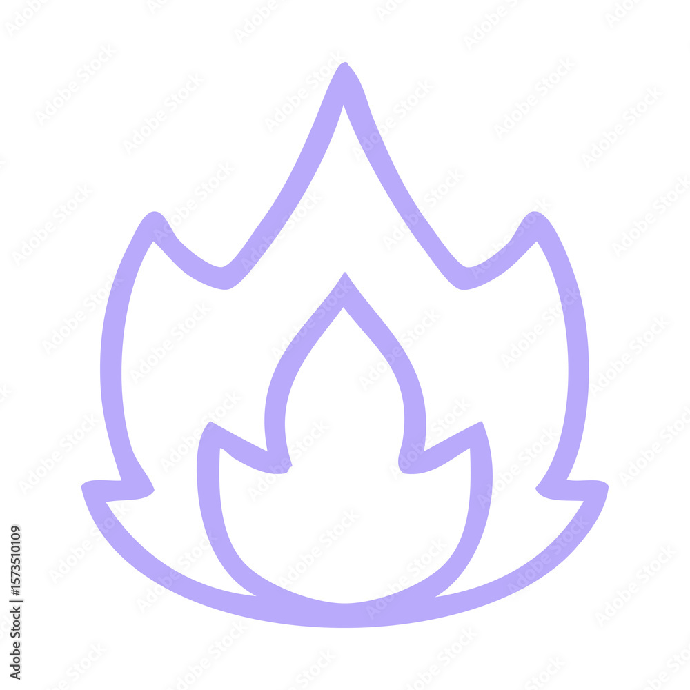 Obraz premium line drawing cartoon of a fire icon in bright neon color