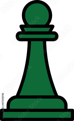 Green Glossy Chess Pawn Vector Icon in Isolated Minimalist Style for Strategy Concepts