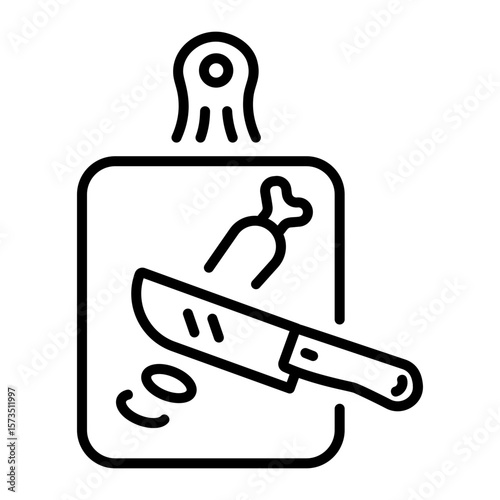 A line style icon representing cutting board