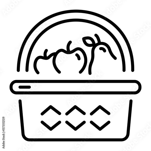 A line style icon representing fruit basket