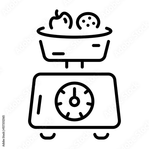 An outline style icon showing weighing scale