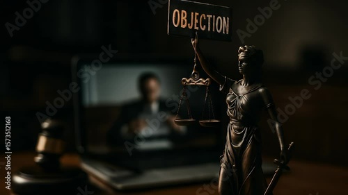 Wallpaper Mural Justice in Debate: A courtroom scene with a focus on legal proceedings, featuring the statue of justice, scales, the gavel. Torontodigital.ca
