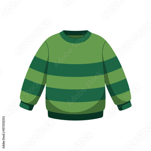 Green Striped Crew Neck Sweater Illustration