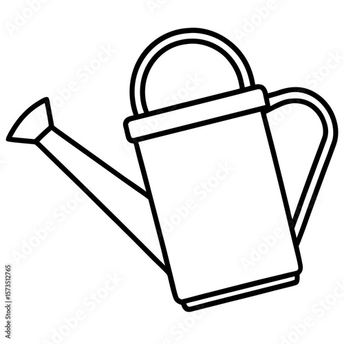 Watering can outline shape vector, a modern watering can art design, a black vector of watering can, a simple watering can art, a watering can isolated