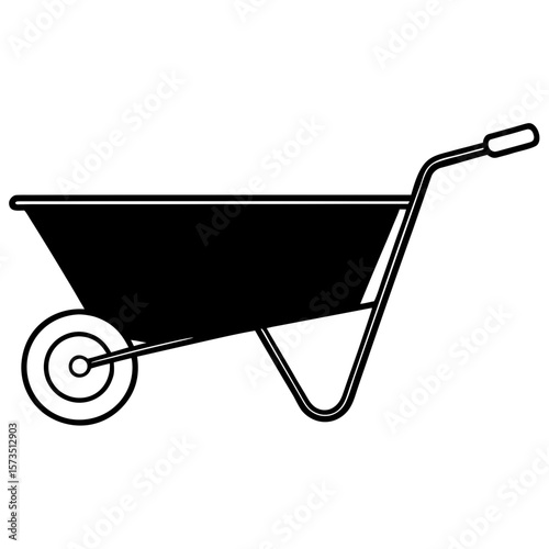A wheelbarrow outline shape vector, a modern wheelbarrow art design, a black vector of a wheelbarrow, a simple wheelbarrow art, a wheelbarrow isolated