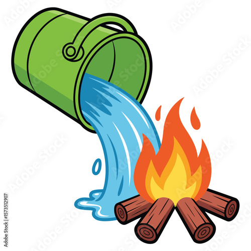 Extinguishing a Campfire with Water from a Bucket