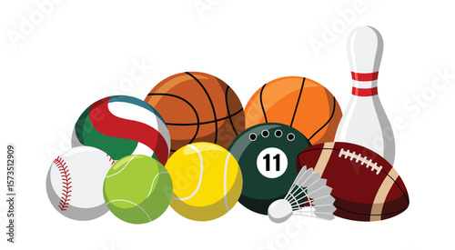 Collection of Different Sports Balls and Equipment