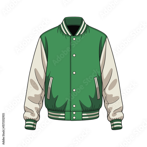 Green and Cream Baseball Jacket Design